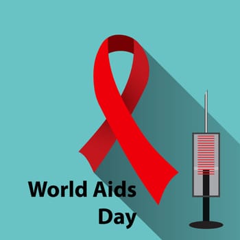 Aids Awareness Red Ribbon. World Aids Day concept. Vector Illustration