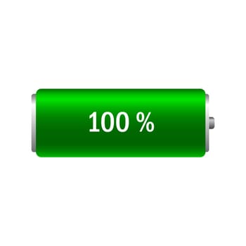 Illustration charged battery on a white background