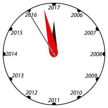 three dimensional clock showing New Year 2017 at 12 o clock