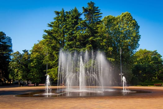 Sochi, Russia - water fountain.  View from street Navaginskaya