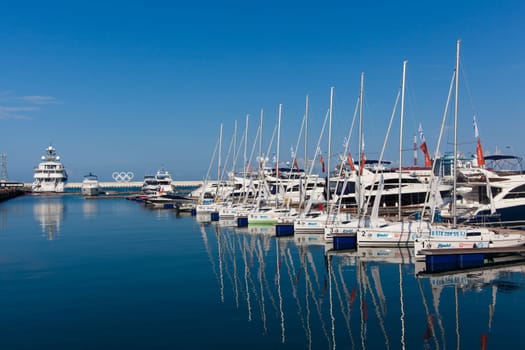 Sochi, Russia - JUNE  29, 2016: Marine station - station complex Port of Sochi. Krasnodar Krai, Russia.