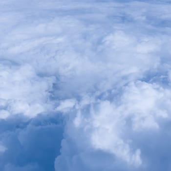 Sky clouds.  Over the Clouds.  Cloudscape. Blue sky and white cloud. Cumulus cloud