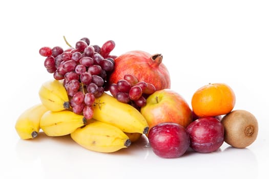 Fresh fruits isolated on a white . Set of different fresh fruits