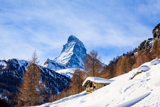 View of Matterhorn mountain. Matterhorn, Zermatt, Switzerland