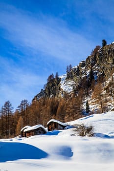 Zermatt, Switzerland. old wooden house in Zermatt