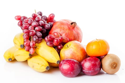 Fresh fruits isolated on a white . Set of different fresh fruits