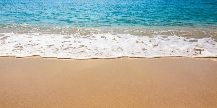 Blue Ocean Wave On Sandy Beach. Sand beach and tropical sea