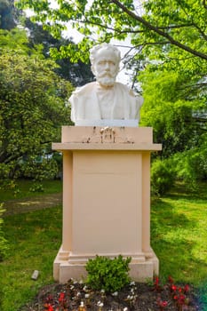 Sochi, Russia - MAY 13, 2016: Bust of the Peter Ilyitch Tchaikovsky, Russian composer. Sochi, Russia