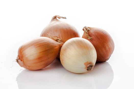 onion bulbs isolated on white background