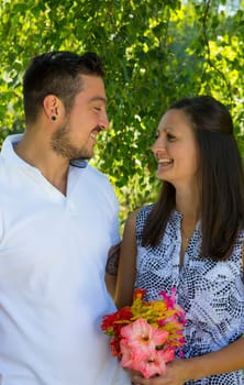 Happy young couple,engagement,Bavaria,Germany