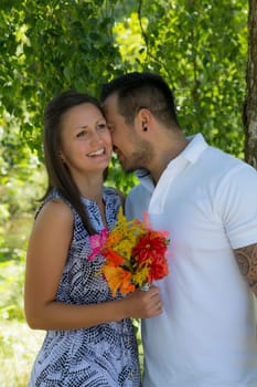 Happy young couple,engagement,Bavaria,Germany