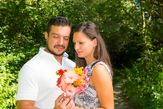 Happy young couple,engagement,Bavaria,Germany