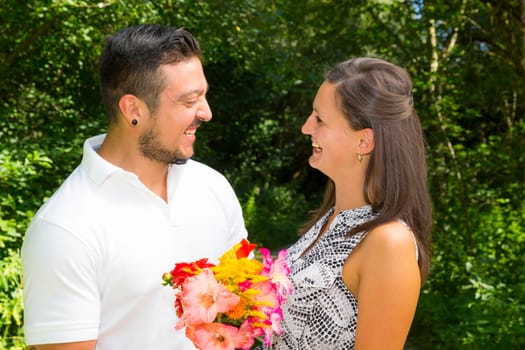 Happy young couple,engagement,Bavaria,Germany