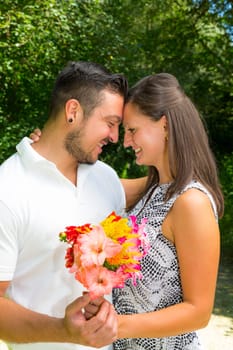 Happy young couple,engagement,Bavaria,Germany