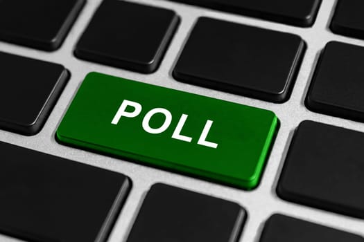 poll green button on keyboard, business concept