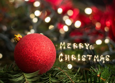 closeup of christmas tree decorations
