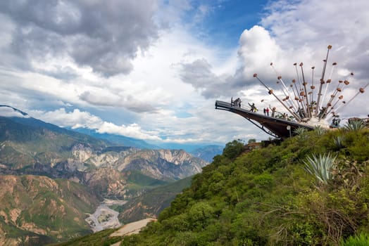 CHICAMOCHA CANYON, COLOMBIA, MAY 8: View of the Monument to Santander culture and the Chicamocha Canyon in Chicamocha Canyon, Colombia on May 8, 2016