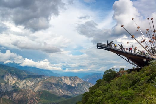 CHICAMOCHA CANYON, COLOMBIA, MAY 8: View of the Monument to Santander culture and the Chicamocha Canyon in Chicamocha Canyon, Colombia on May 8, 2016