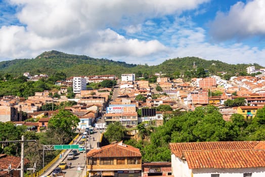 SAN GIL, COLOMBIA - MAY 8: Cityscape view of downtown San Gil, Colombia on May 8, 2016