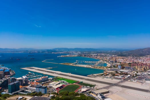 View from the top of the rock of Gibraltar on the city