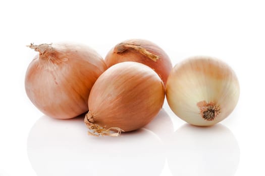 onion bulbs isolated on white background