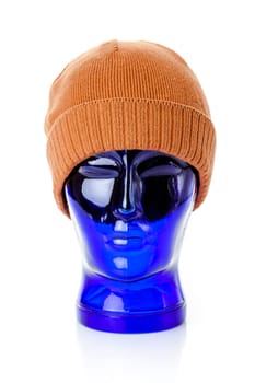 Wool knitted winter hat isolated on white background