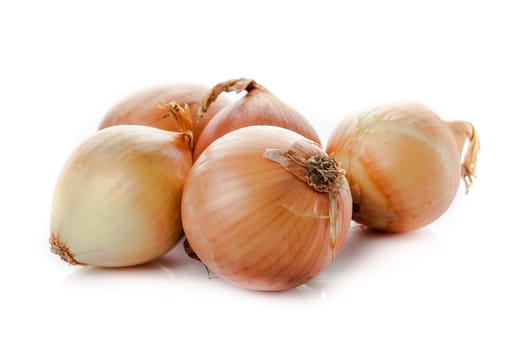 Ripe onion on a white background