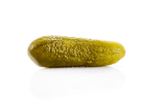 marinated pickled cucumbers isolated on white.  Pickled green gherkins