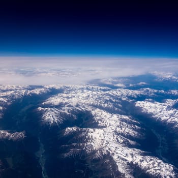 Landscape of Mountain. view from the airplane window