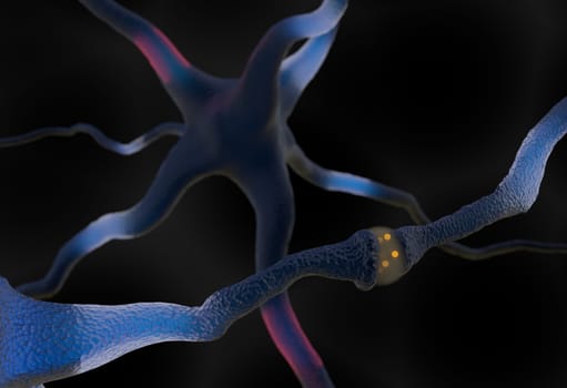 Synapse and Neuron cells sending electrical chemical signals 3d render