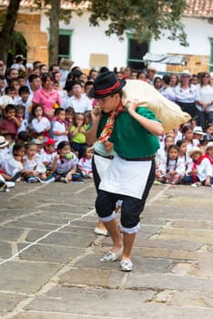 BARICHARA, COLOMBIA - MAY 13: Dancers at a festival perform in Barichara, Colombia on May 13, 2016
