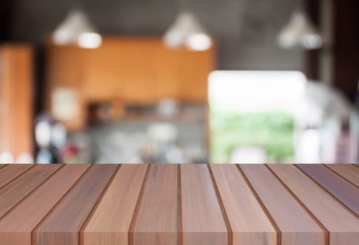 Abstract blur coffee shop with empty table top. For product display