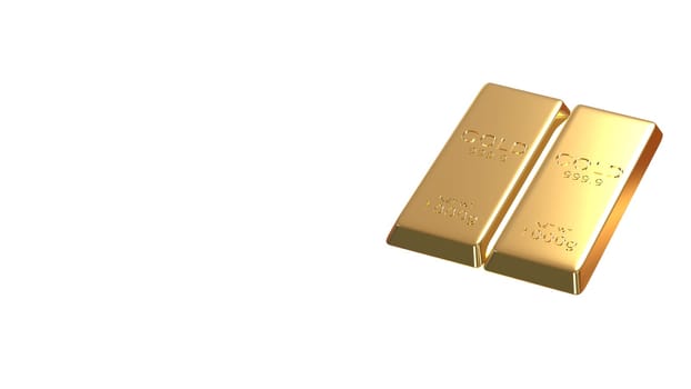 The 3d rendering set of gold bars isolated on white background