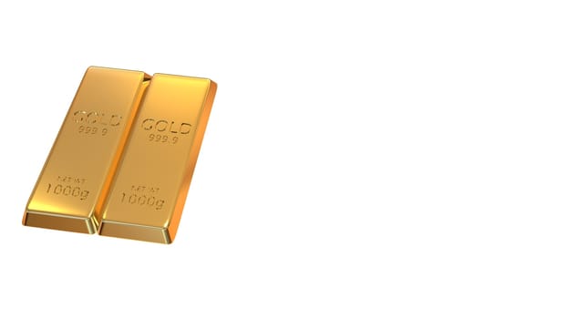The 3d rendering set of gold bars isolated on white background