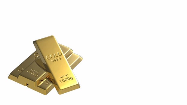 The 3d rendering set of gold bars isolated on white background