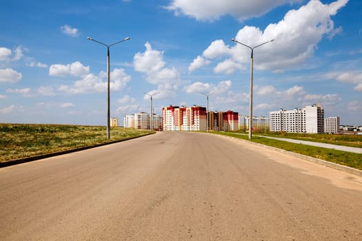 construction of the new house in the new area in the city. Belarus