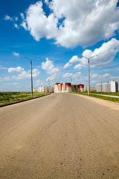 construction of the new house in the new area in the city. Belarus