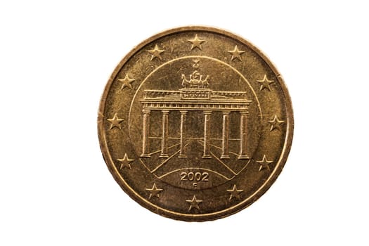 close-up pictures taken by the European cents, isolated on white background