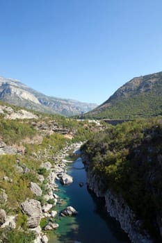 Tara River Canyon in Montenegro, close up