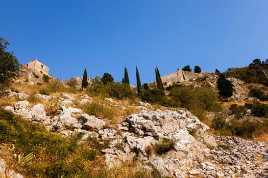 the ruins of the fortress of St. Ivan of Kotor. Montenegro