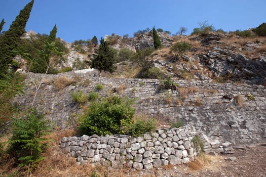 the ruins of the fortress of St. Ivan of Kotor. Montenegro
