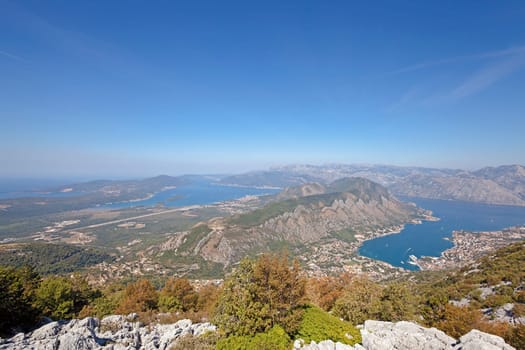 the sea bay photographed from a height. Montenegro