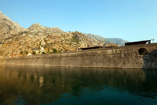 old stone walls of the Old City of Kotor. Montenegro