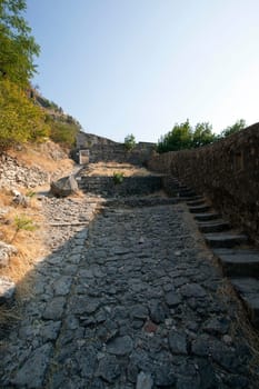 part of a stone staircase leading to the fortress of St. Ivan. Kotor.