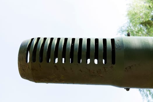 photographed close-up of the old non-working gun for combat operations