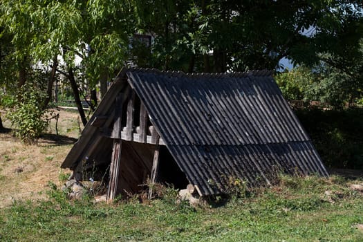 from the slate roof of the old underground storage for vegetables. Located in the countryside