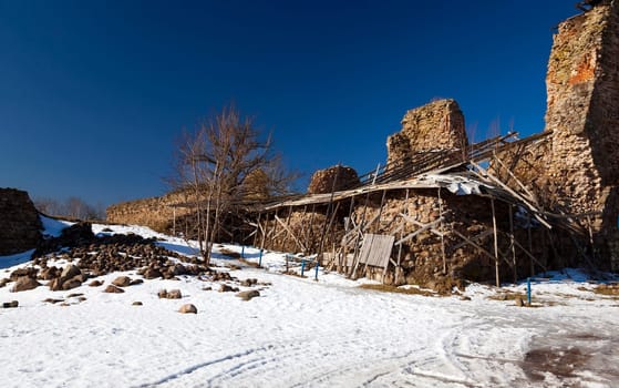 the ruins of an ancient fortress, located in the village of Krevo Belarus