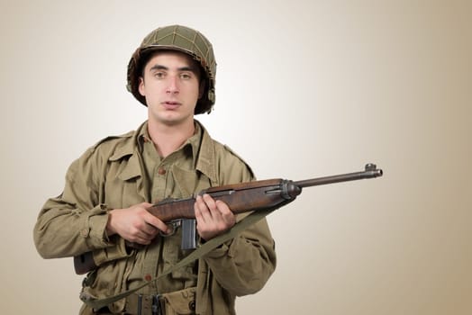 portrait of young American soldier, ww2, gi's