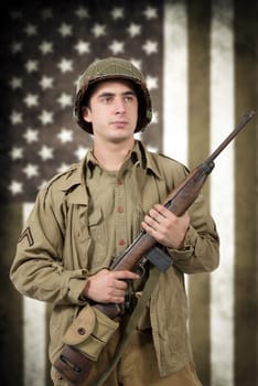 portrait of young American soldier, ww2, gi's