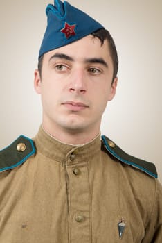 Portrait of a young Soviet soldier, ww2, world war two